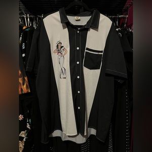 Pinup Short Sleeve Button Up | 3XL | Sailor Jerry style